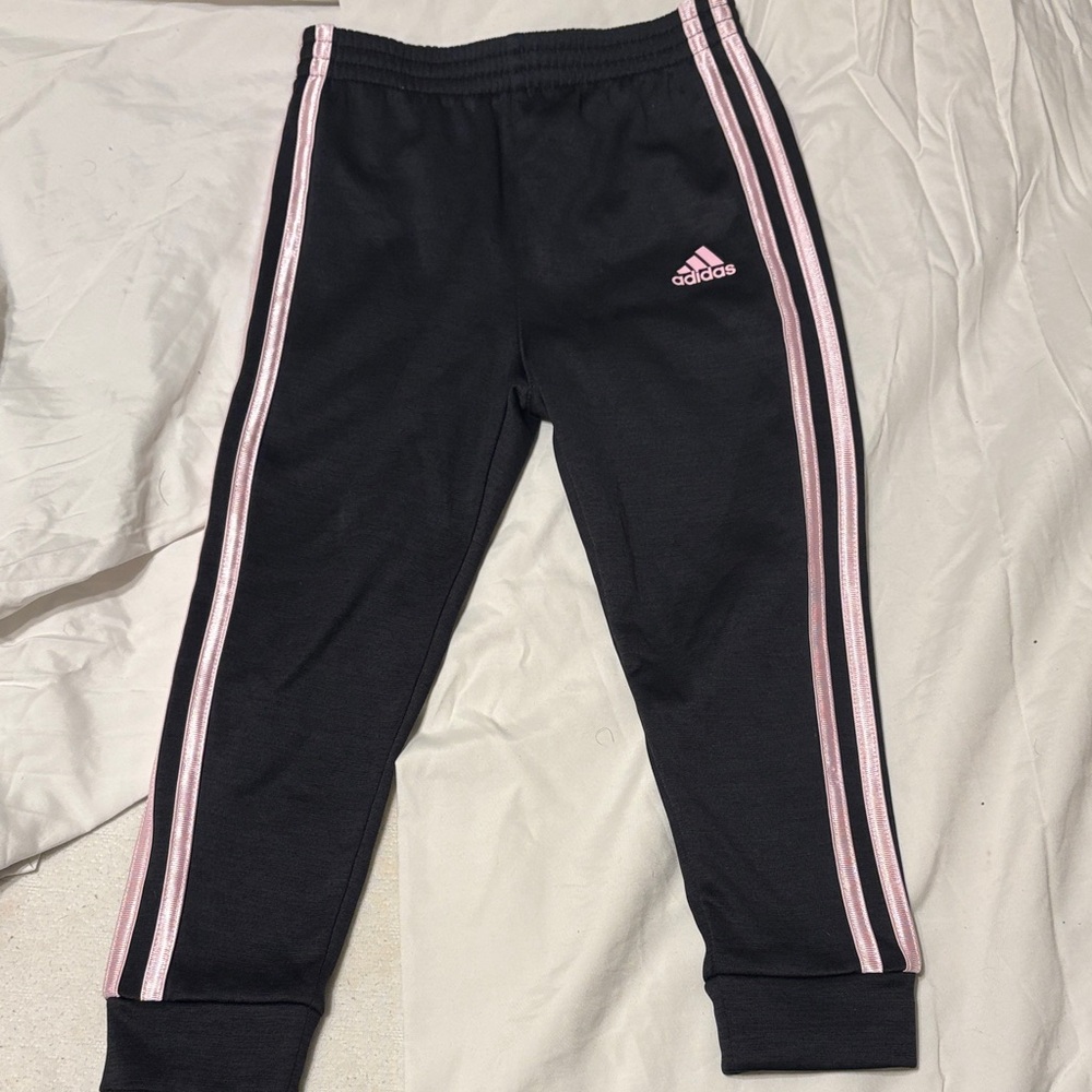 Adidas Kids Joggers in Black with Pink Accents